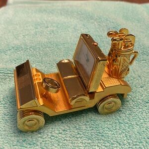 Vintage golf cart brass mini clock